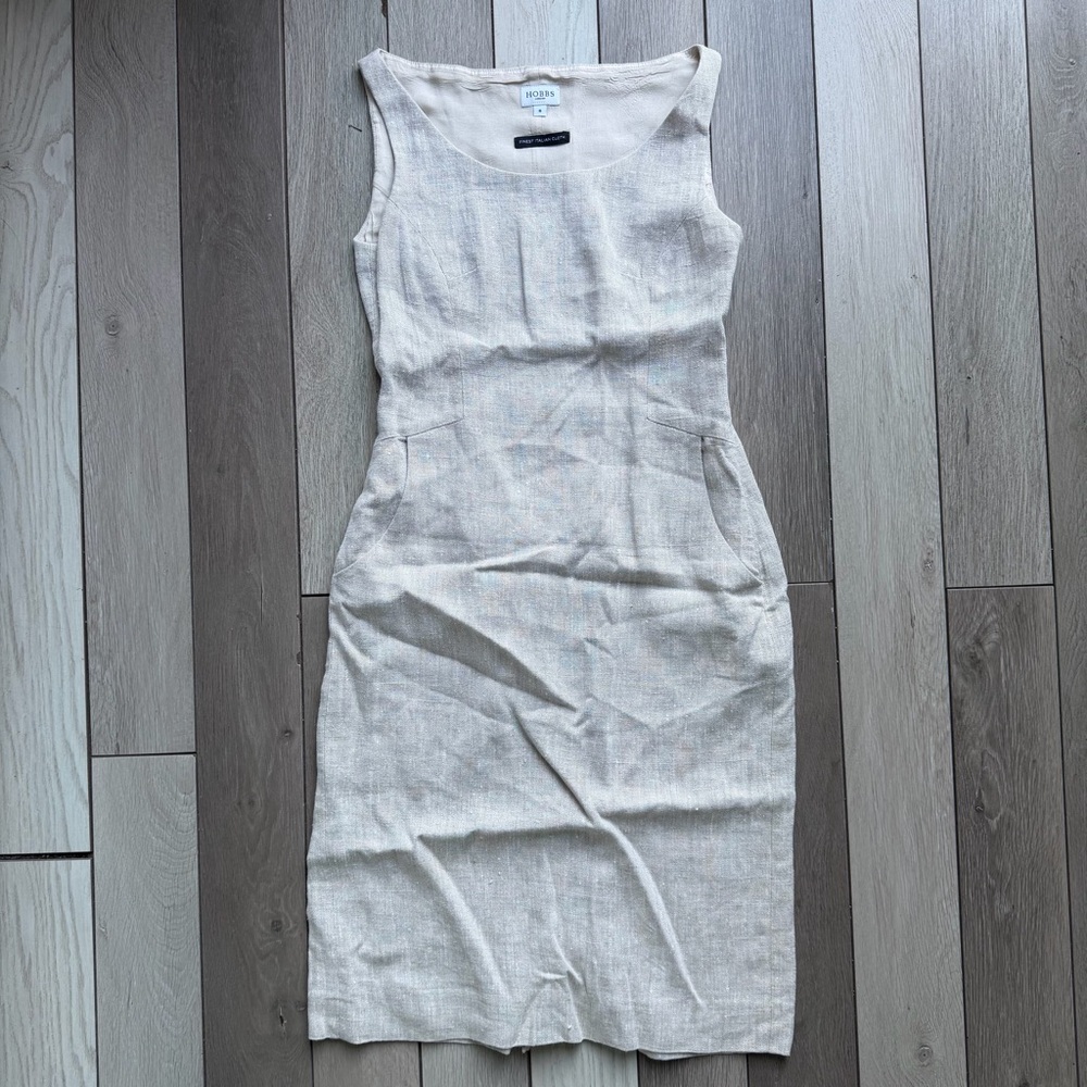 Hobbs London Elegant Beige Midi Dress